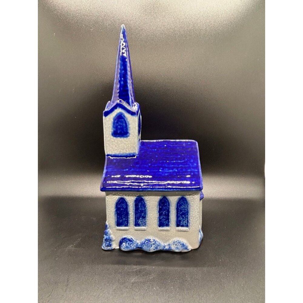 Eldreth Pottery Christmas Blue Salt Glaze Chapel Church Vintage Signed 1999 - Picture 4 of 14